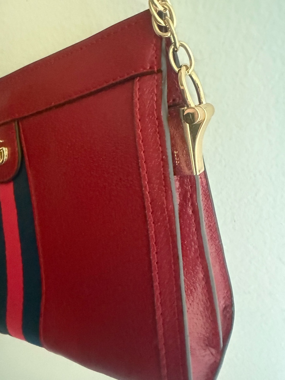 GG Supreme Ophidia Medium Shoulder Bag • Genuine Leather • Red/Navy • NWT - Picture 4 of 9